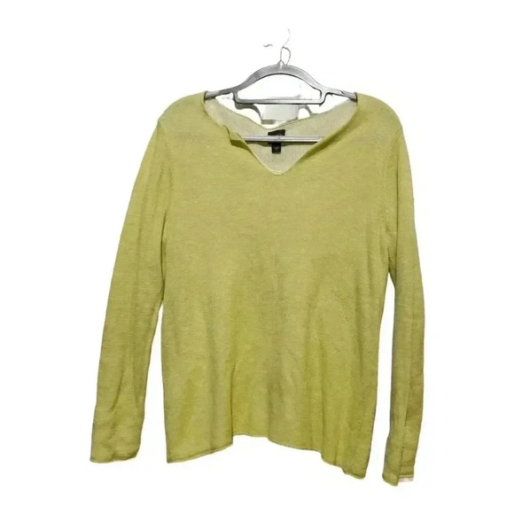Eileen Fisher Women's V-Neck Long Sleeve Yellow Wool Blend Blouse  M Minimalist - Picture 1 of 10